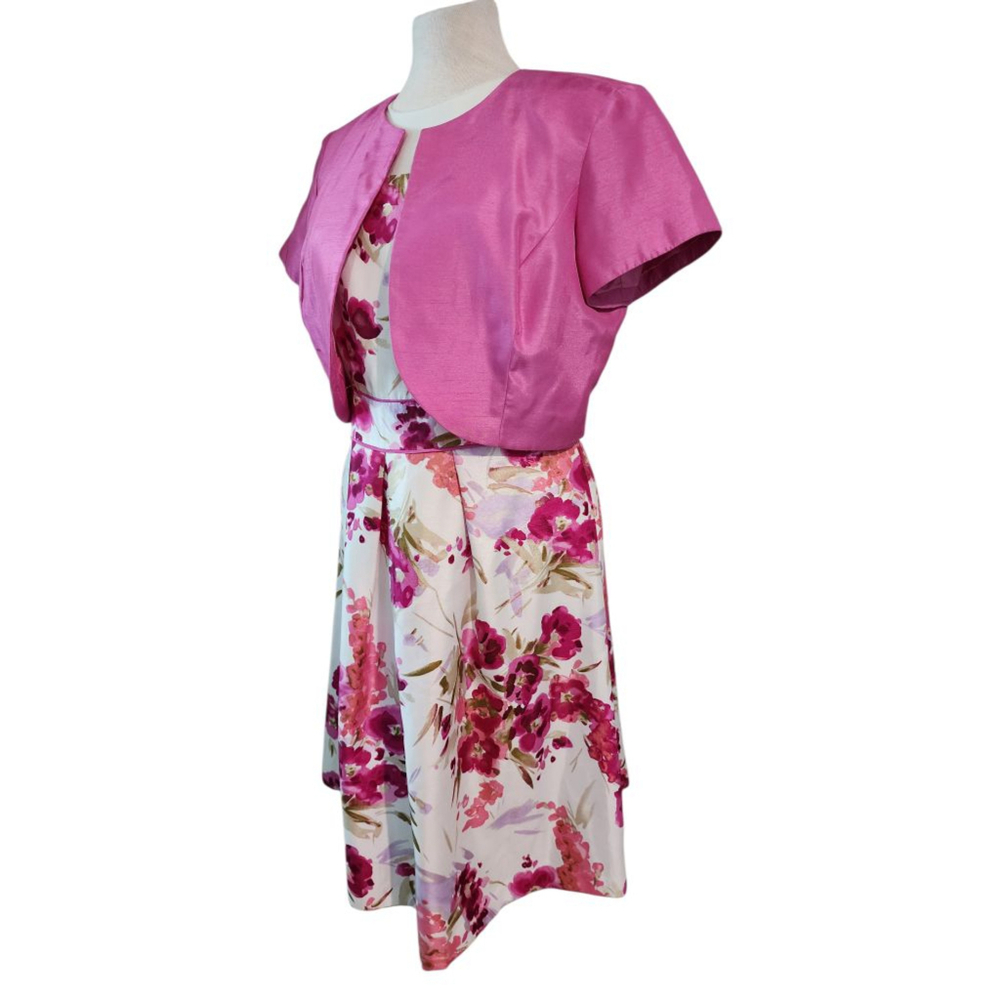 Y2K Studio I 2-Pc Floral Dress & Pink Bolero Shrug Jacket Set Size 12 - Picture 2 of 14